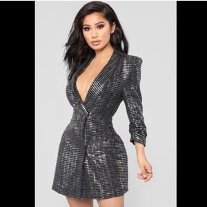 Sequin silver blazer dress